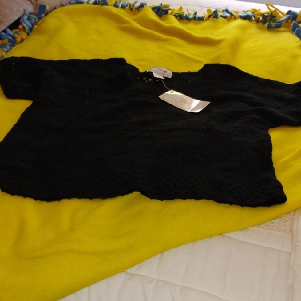 Lisa International Black Crochet Blouse